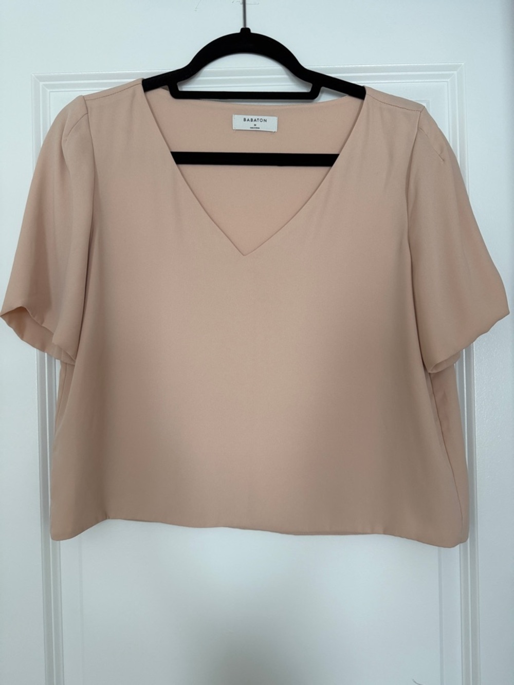 Babaton Blush V-Neck Short Sleeve Cropped Blouse